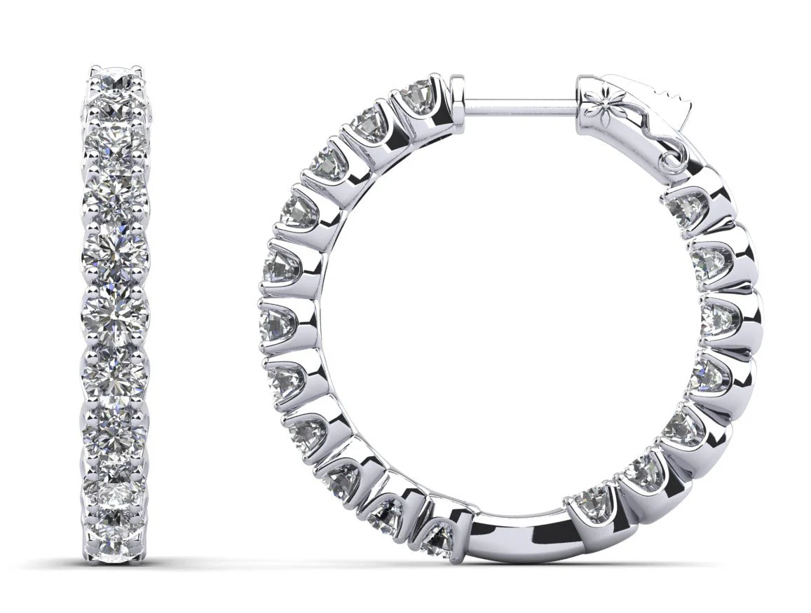 U Shape Brilliance Diamond Hoops Diamond with 6.08 ct.(finished) 3.7mm