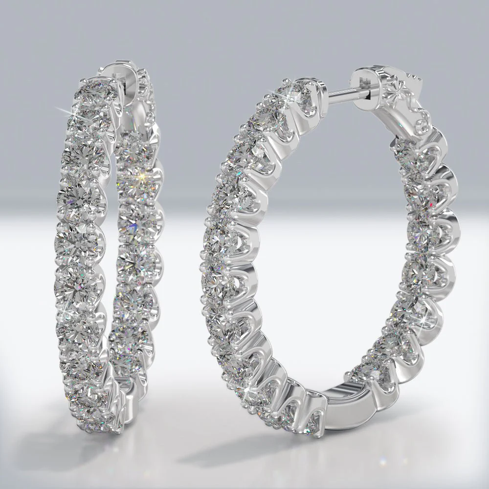 U Shape Brilliance Diamond Hoops Lab-Grown Diamond  with 5.04 ct.(finished) 3.3mm - Image 3