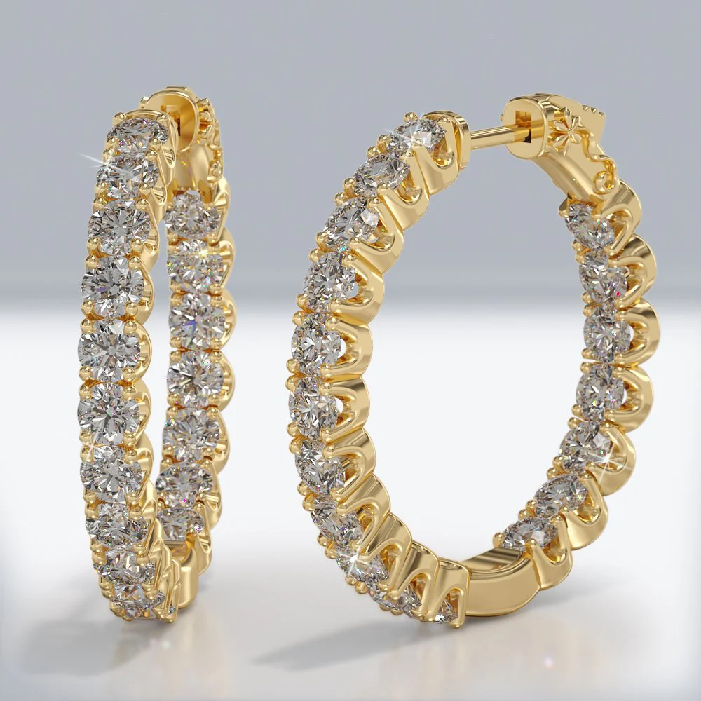 U Shape Brilliance Diamond Hoops Lab-Grown Diamond  with 6.08 ct.(finished) 3.7mm - Image 4