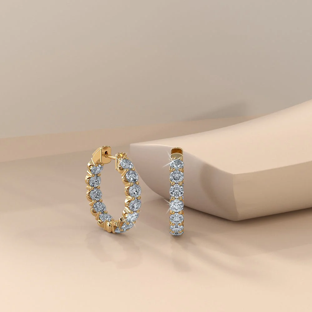 U Shape Cup Diamond Hoop Earrings with 6.82 ct.(finished) 4.3mm - Image 4