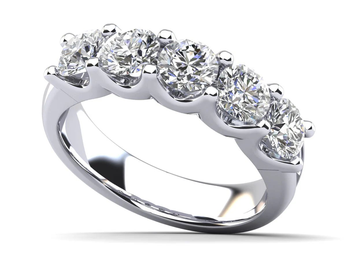 U Shape Five Stone Diamond Anniversary Diamond Ring with 2.50 ct.(finished) 5mm