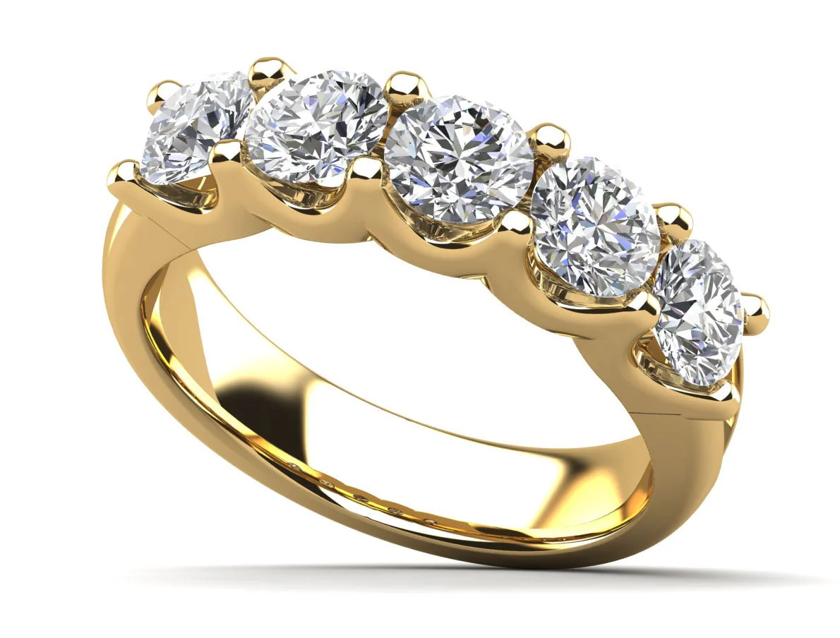 U Shape Five Stone Diamond Anniversary Diamond Ring with 2.50 ct.(finished) 5mm - Image 2