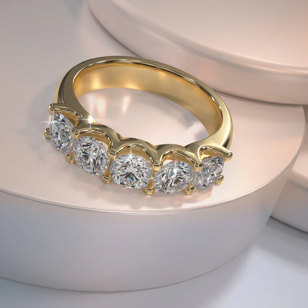U Shape Five Stone Lab-Grown Diamond Anniversary Ring with 2.50 ct.(finished) 5mm - Image 4