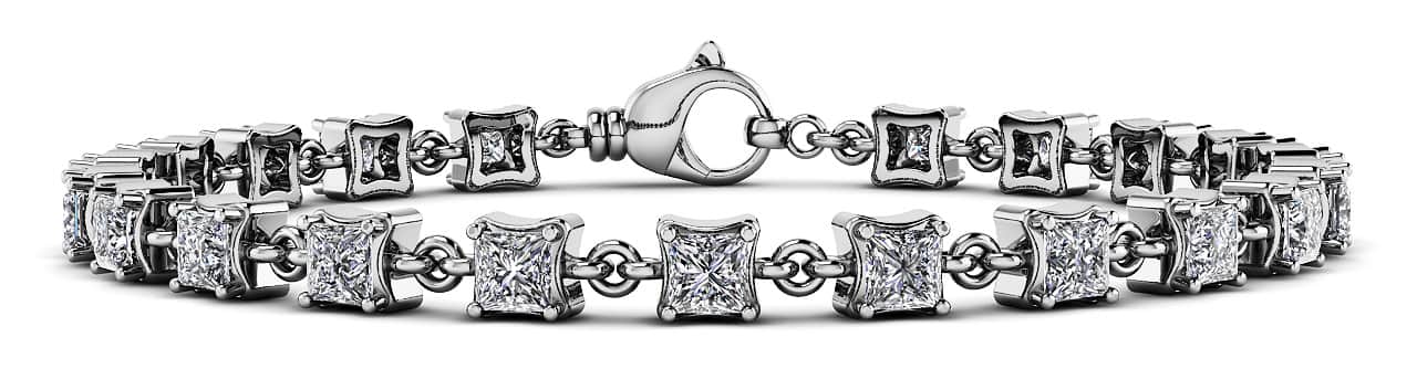 Unique Princess Cut Diamond Link Tennis Diamond Bracelet with 1.40 ct.(finished) 2mm - Image 5