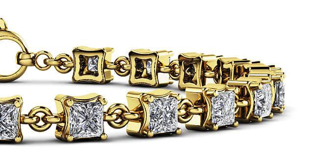Unique Princess Cut Diamond Link Tennis Lab-Grown Diamond Bracelet with 3.26 ct.(finished) 3mm - Image 2