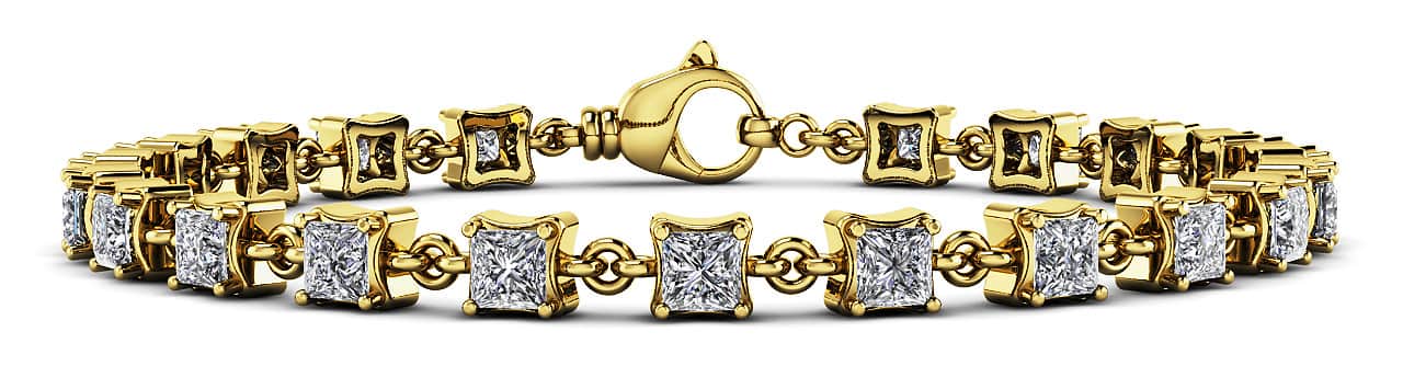 Unique Princess Cut Diamond Link Tennis Lab-Grown Diamond Bracelet with 3.26 ct.(finished) 3mm - Image 6