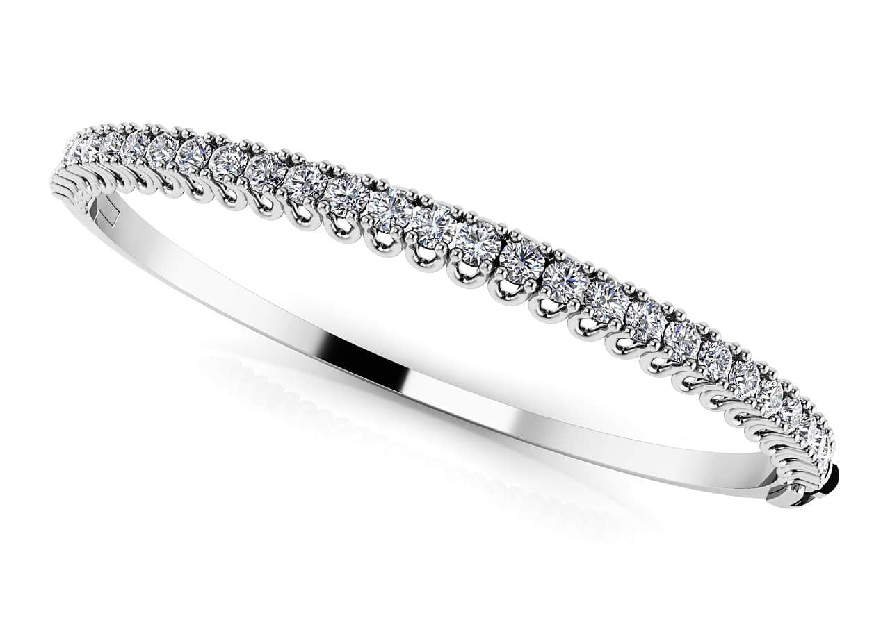 Unique Prong Diamond Bangle Lab-Grown Diamond Bracelet with 1.74 ct.(finished) 2.5mm