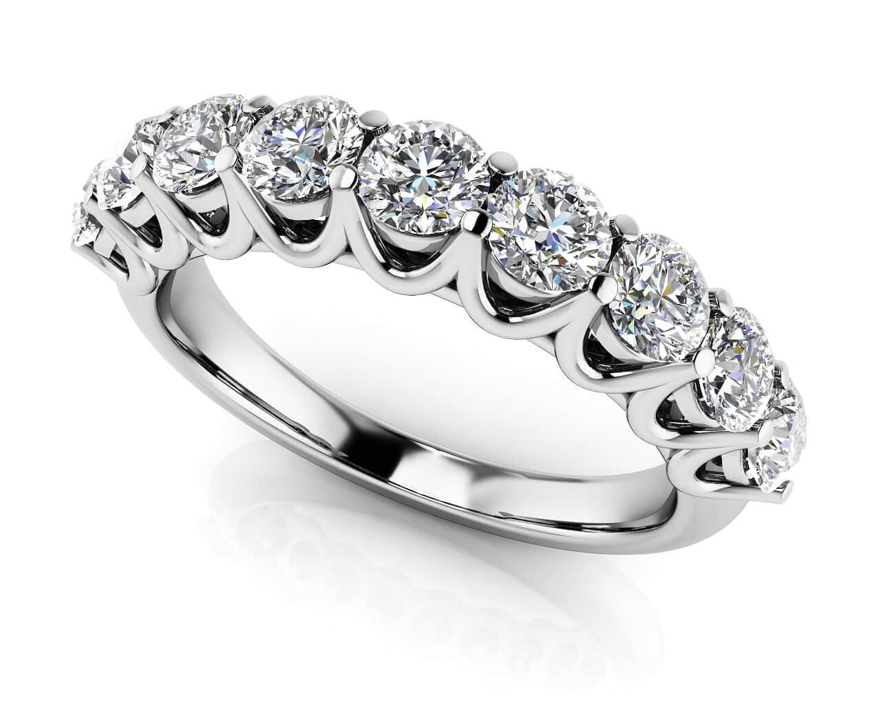 Unique Shared Prong Diamond Anniversary Diamond Ring with 1.08 ct.(finished) 3.2mm