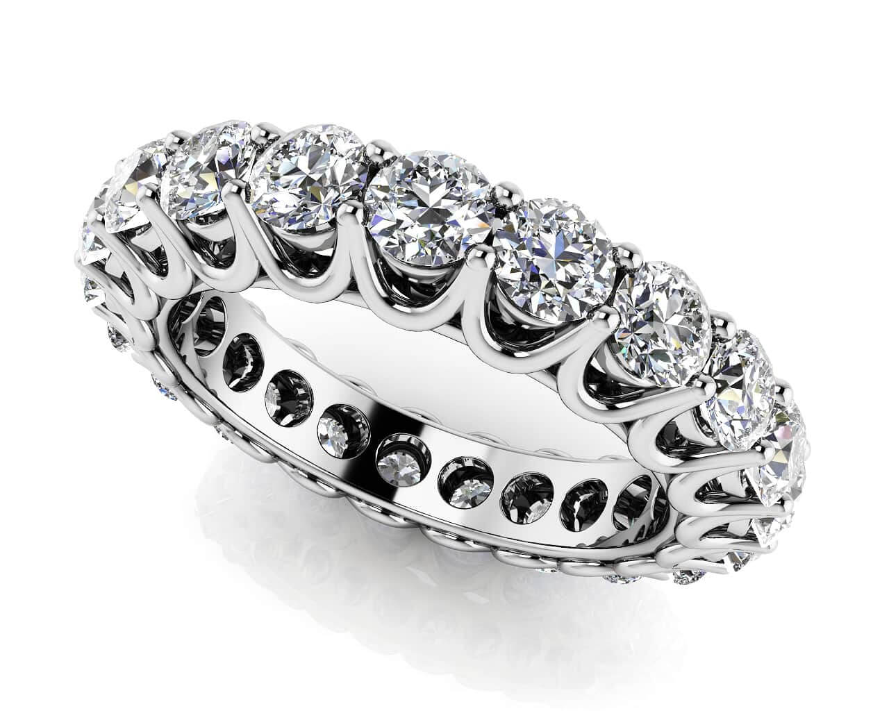 Unique Shared Prong Diamond Eternity Lab-Grown Diamond Ring with 2.52 ct.(finished) 3.2mm