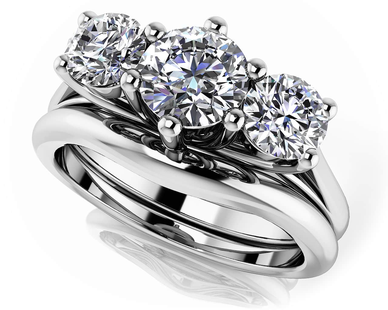 Uniquely Yours Three Stone Bridal Set Diamond with 2.00 ct. (1.00 ct. center diamond)