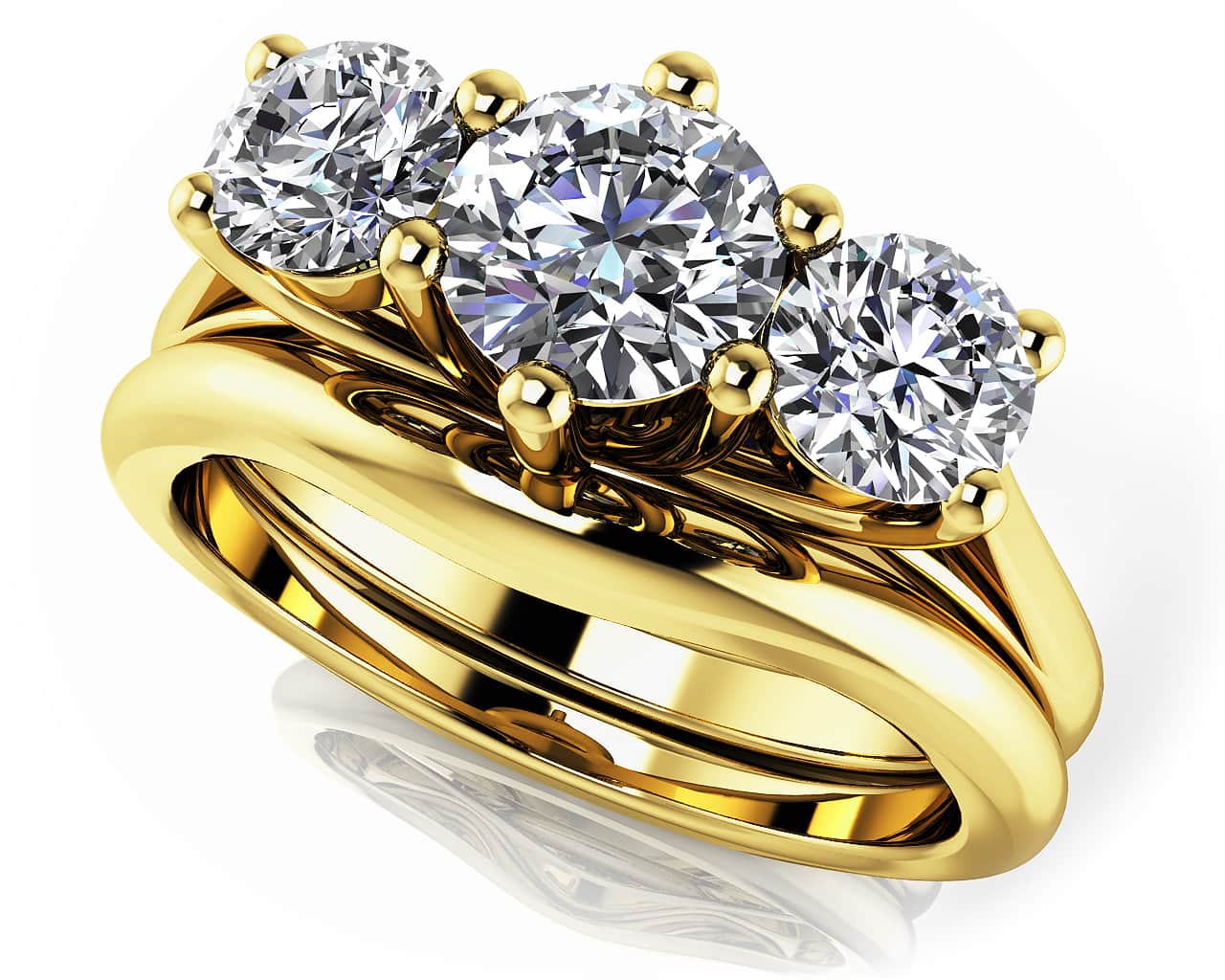 Uniquely Yours Three Stone Bridal Set Diamond with 2.00 ct. (1.00 ct. center diamond) - Image 2