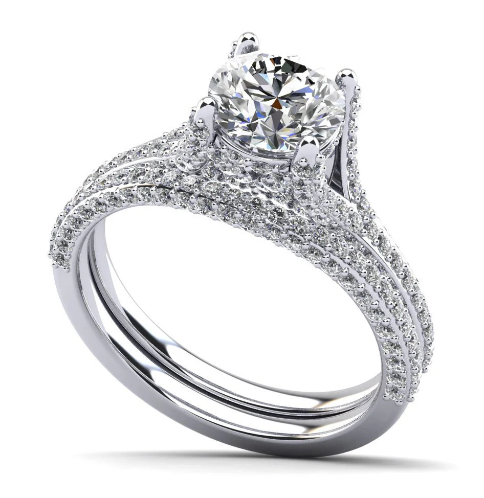 Vintage Crown Lab-Grown Diamond Bridal Set with 1.67 ct. (0.75 ct. center diamond)