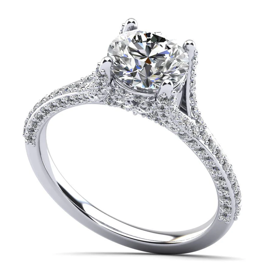 Vintage Crown Lab-Grown Diamond Engagement Ring with 1.11 ct. (0.50 ct. center diamond)