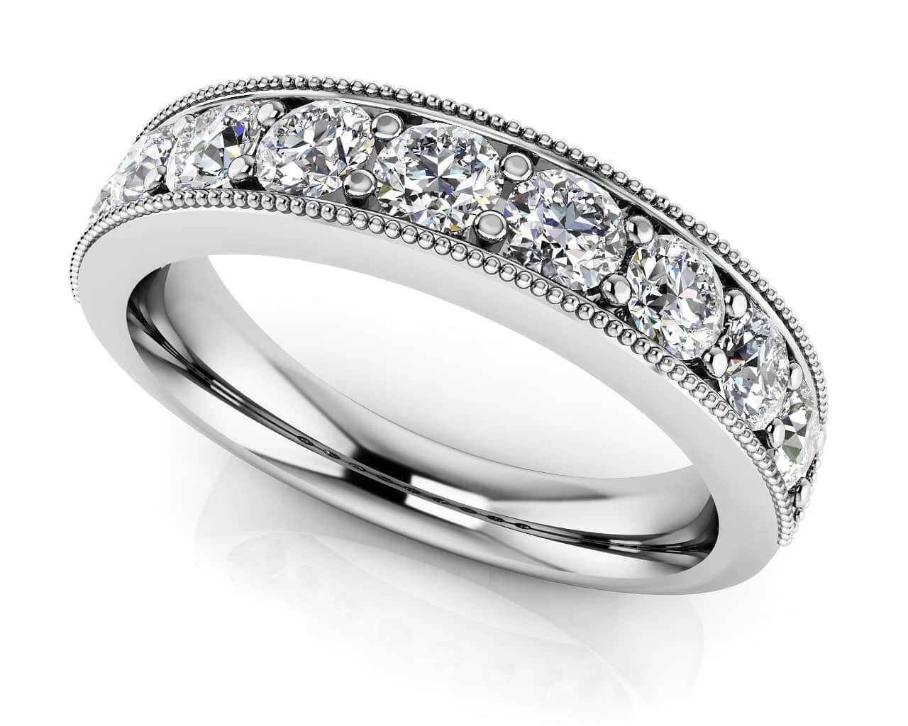 Vintage Diamond Anniversary Diamond Ring with 0.95 ct.(finished) 3mm