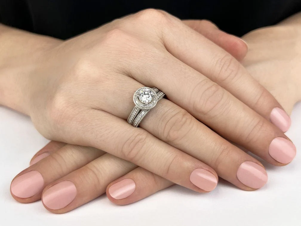 Vintage Glamour Diamond Bridal Set Diamond  with 2.54 ct. (1.50 ct. center diamond) - Image 3