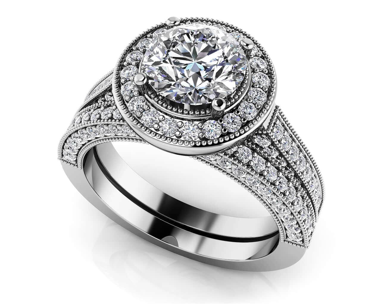 Vintage Glamour Diamond Bridal Set Diamond with 3.06 ct. (2.00 ct. center diamond)