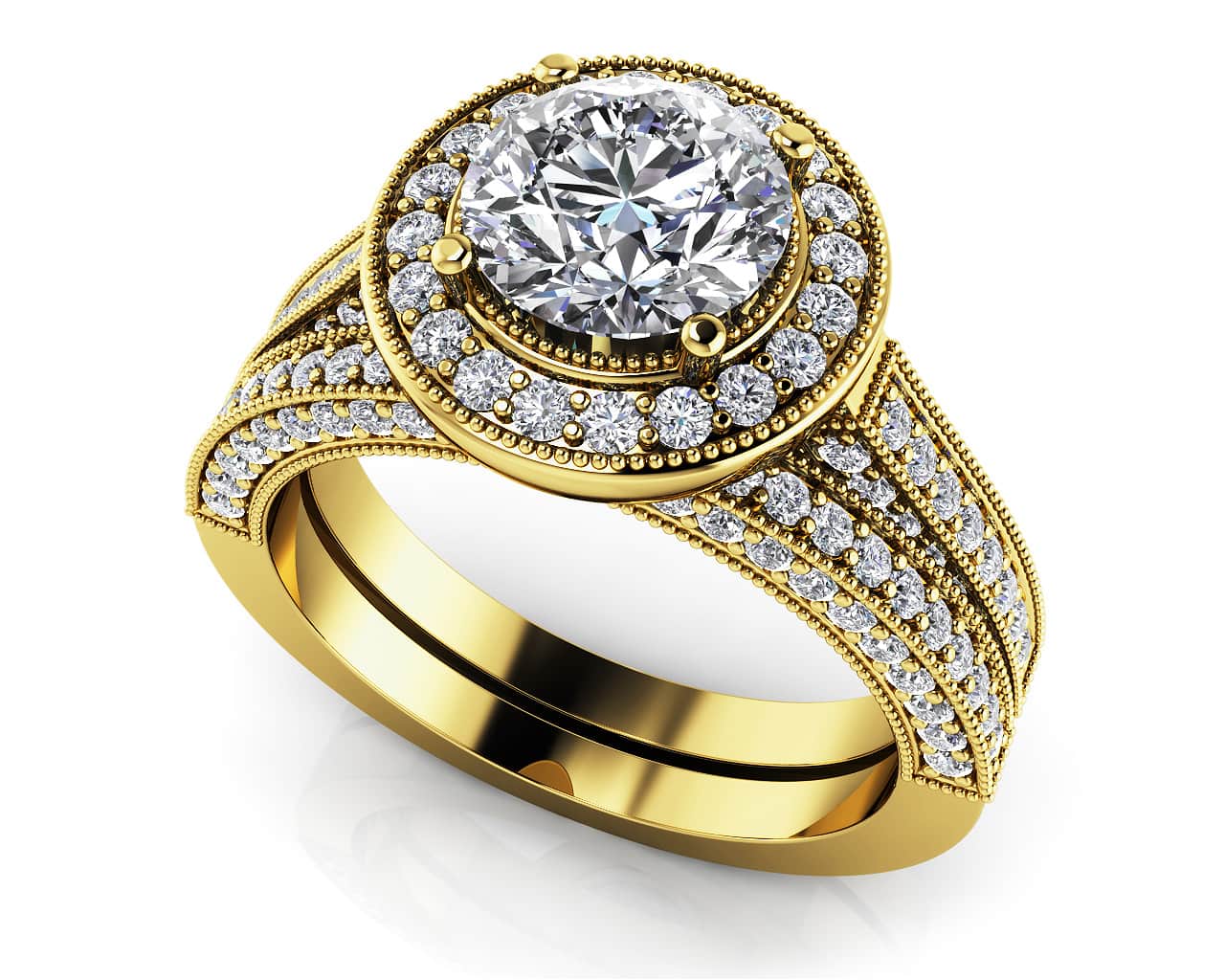 Vintage Glamour Lab-Grown Diamond Bridal Set with 3.06 ct. (2.00 ct. center diamond) - Image 2