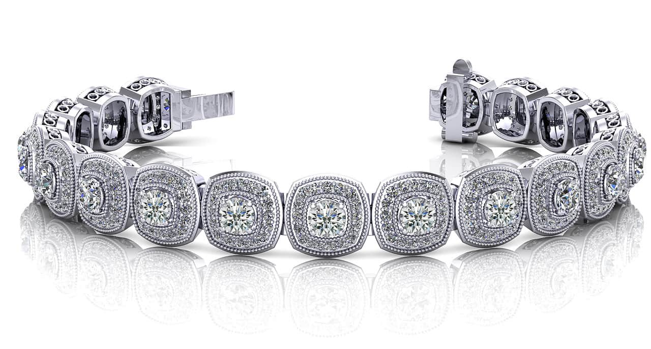 Vintage Inspired Fancy Diamond Bracelet with 3.25 ct.(finished) 1mm, 2.5mm - Image 5