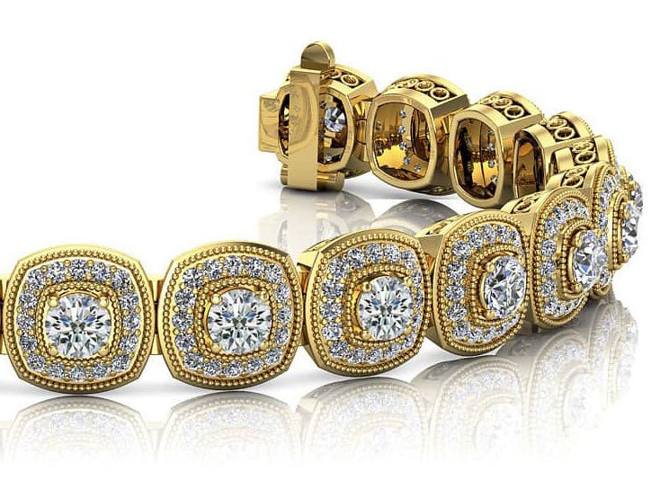 Vintage Inspired Fancy Diamond Bracelet with 4.23 ct.(finished) 1.1mm, 2.8mm - Image 2