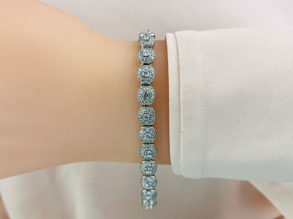 Vintage Inspired Fancy Diamond Bracelet with 5.50 ct.(finished) 1.1mm, 3.4mm - Image 3