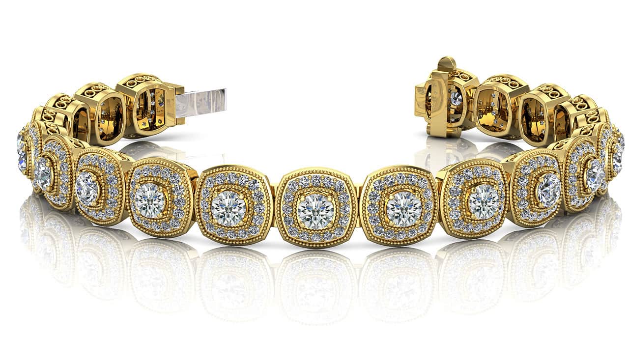 Vintage Inspired Fancy Diamond Bracelet with 5.50 ct.(finished) 1.1mm, 3.4mm - Image 6