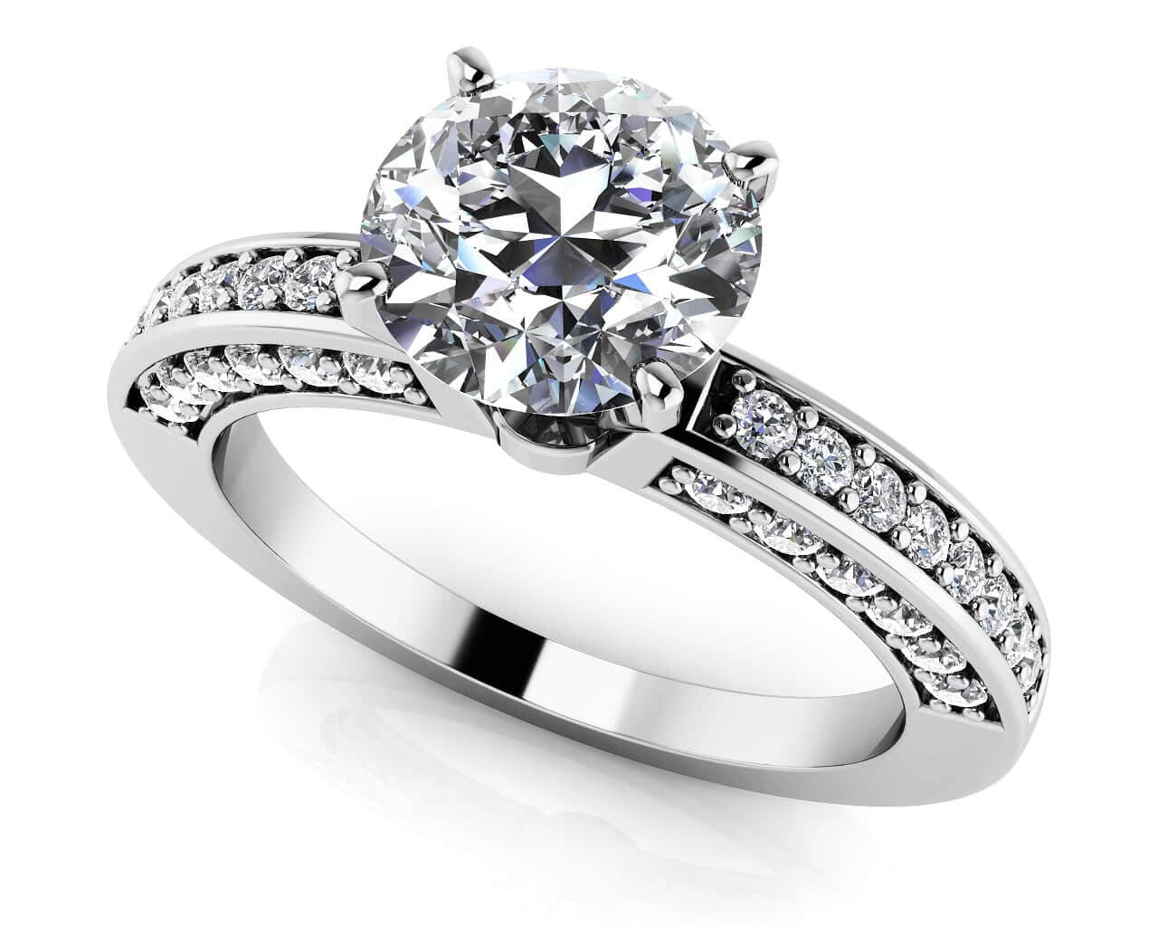 Vintage Look Side Stone Lab-Grown Diamond Engagement Ring with 1.50 ct. (1.25 ct. center diamond)