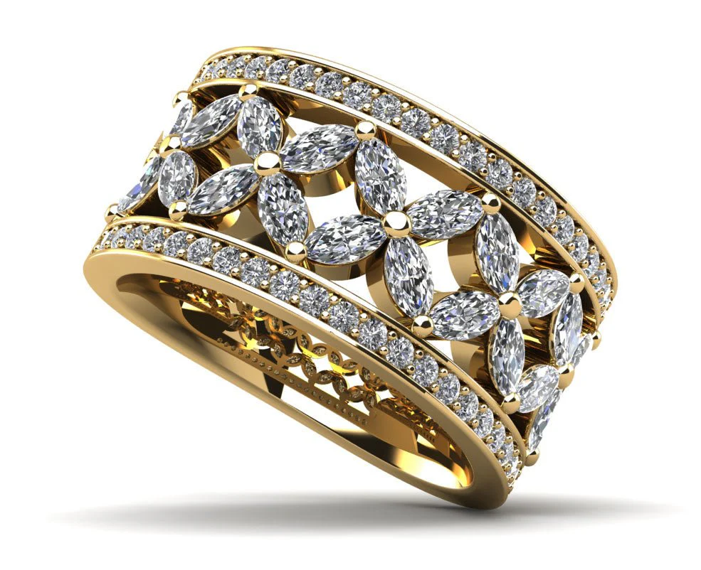 Vintage Marquise Diamond Anniversary Diamond Ring with 1.82 ct.(finished) 3.5x2mm, 1.3mm - Image 2