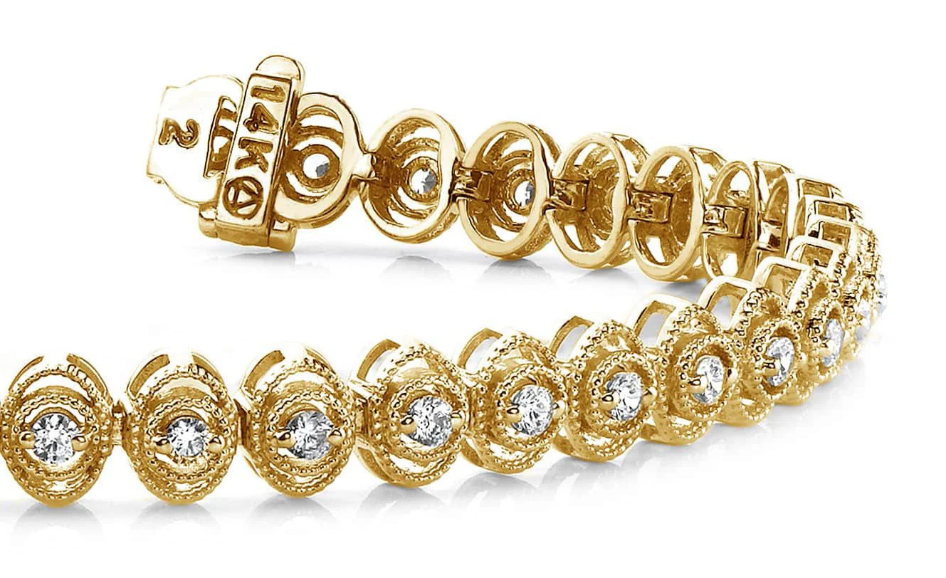 Vintage Oval Link Diamond Bracelet with 1.29 ct.(finished) 2.0mm - Image 2