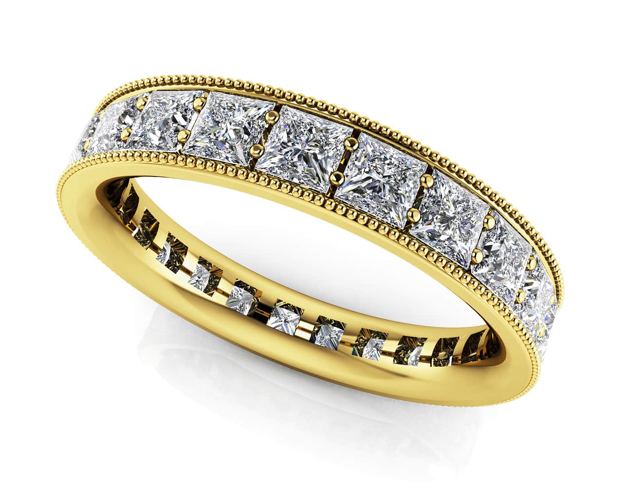 Vintage Princess Cut Diamond Eternity Diamond Ring with 2.09 ct.(finished) 2.5mm - Image 2