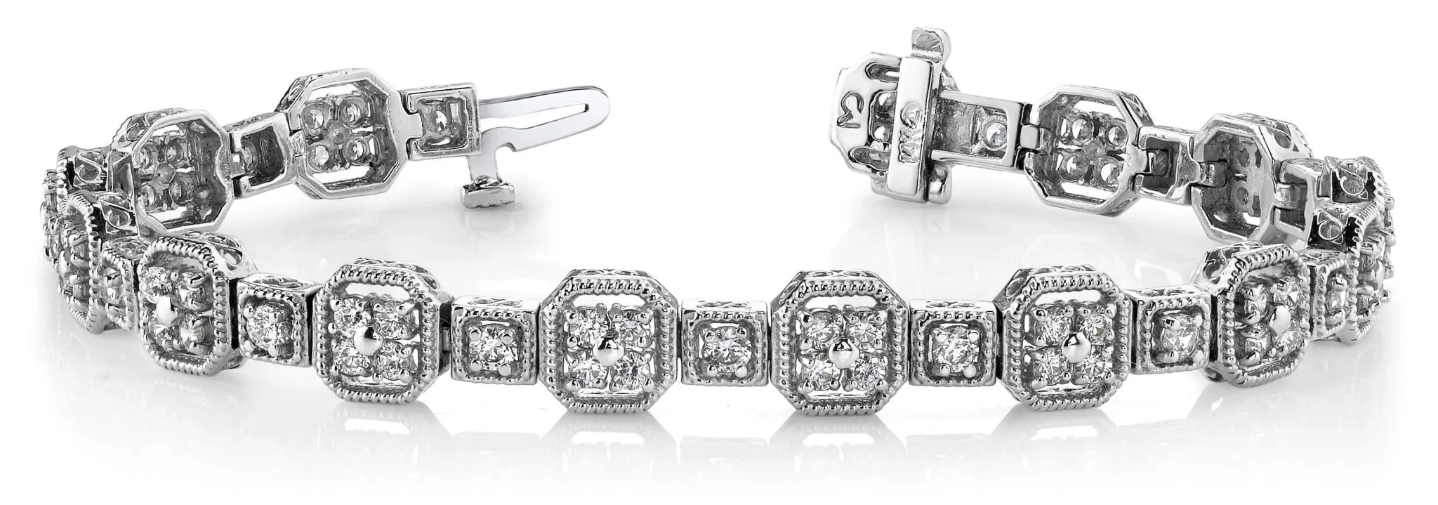 Vintage Quad Square Diamond Bracelet with 2.04 ct.(finished) 1.7mm, 2.2mm - Image 5