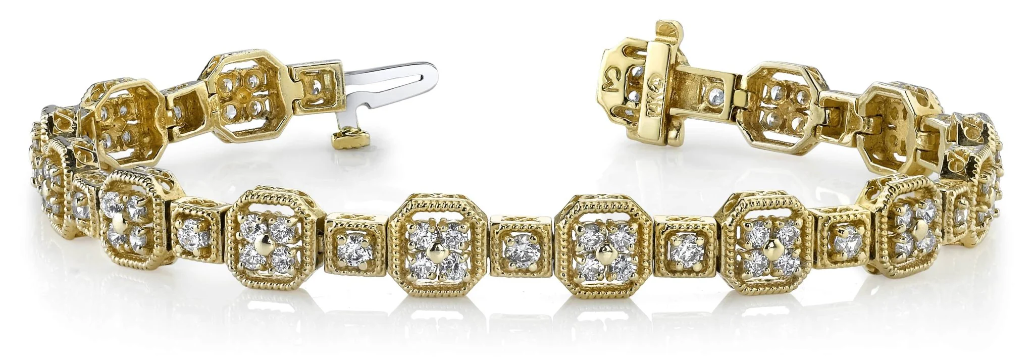 Vintage Quad Square Diamond Bracelet with 3.00 ct.(finished) 2mm, 2.5mm - Image 6