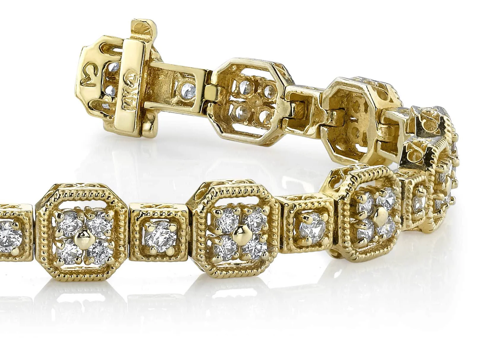 Vintage Quad Square Diamond Bracelet with 5.04 ct.(finished) 2.6mm, 3.3mm - Image 2