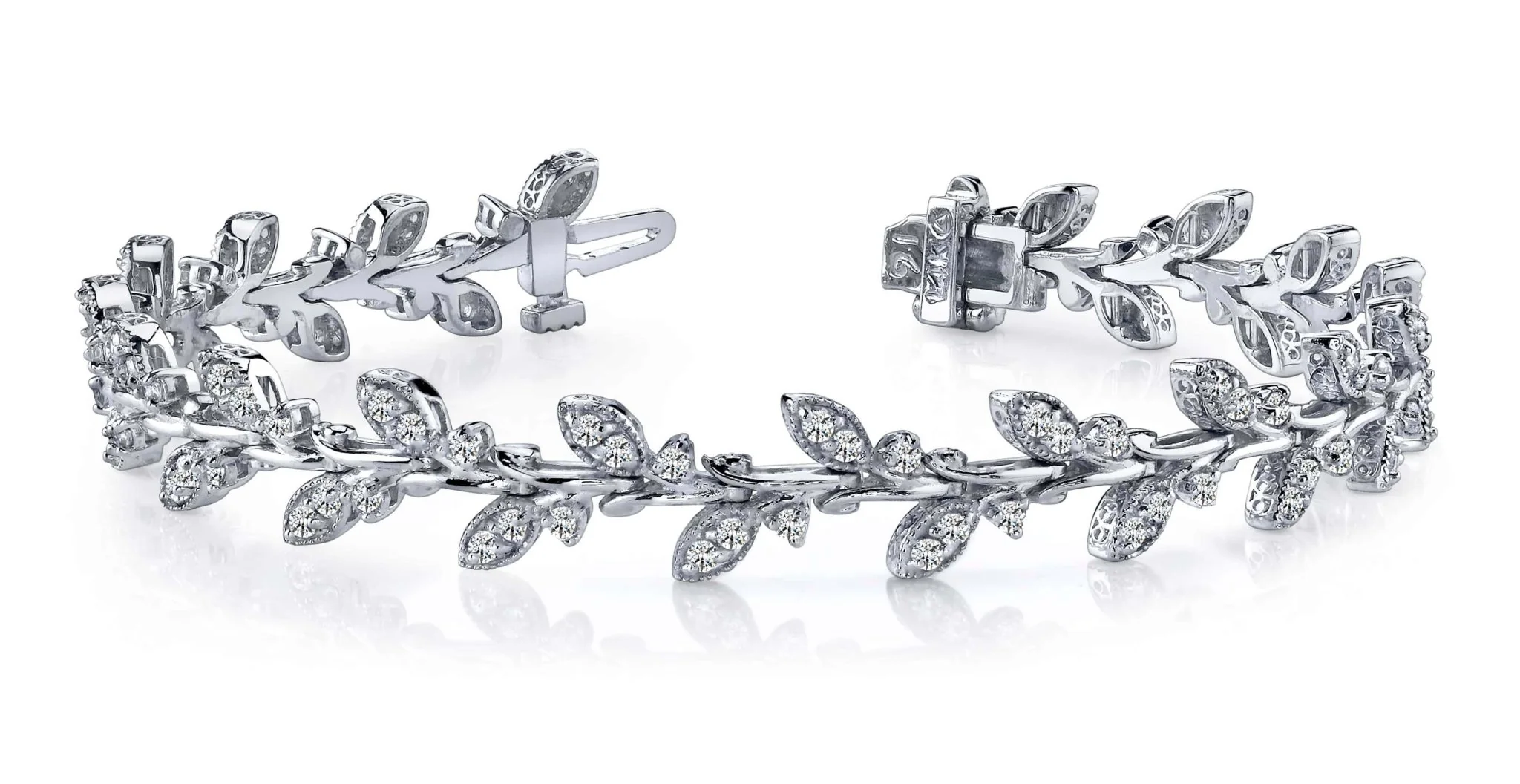 Vintage Style Leaf Diamond Bracelet with 2.05 ct.(finished) 1.65mm - Image 4