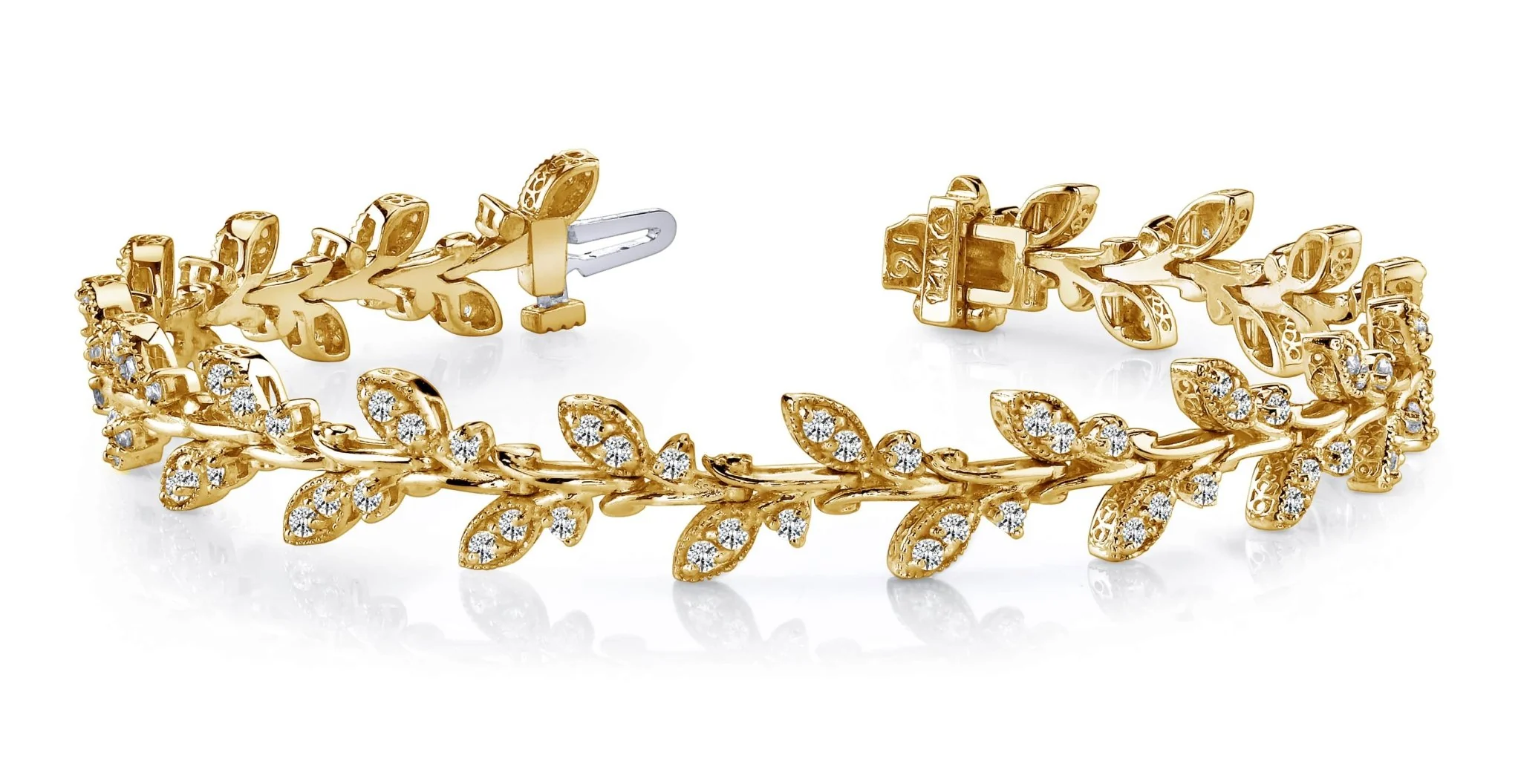 Vintage Style Leaf Diamond Bracelet with 2.05 ct.(finished) 1.65mm - Image 5