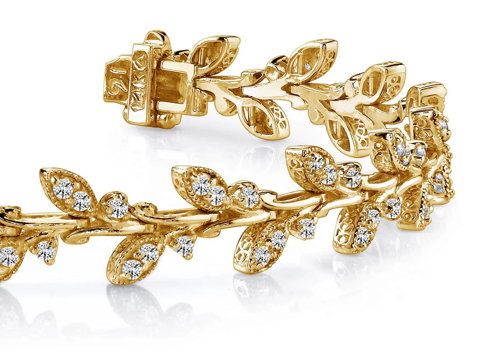 Vintage Style Leaf Diamond Bracelet with 2.97 ct.(finished) 2.0mm - Image 2