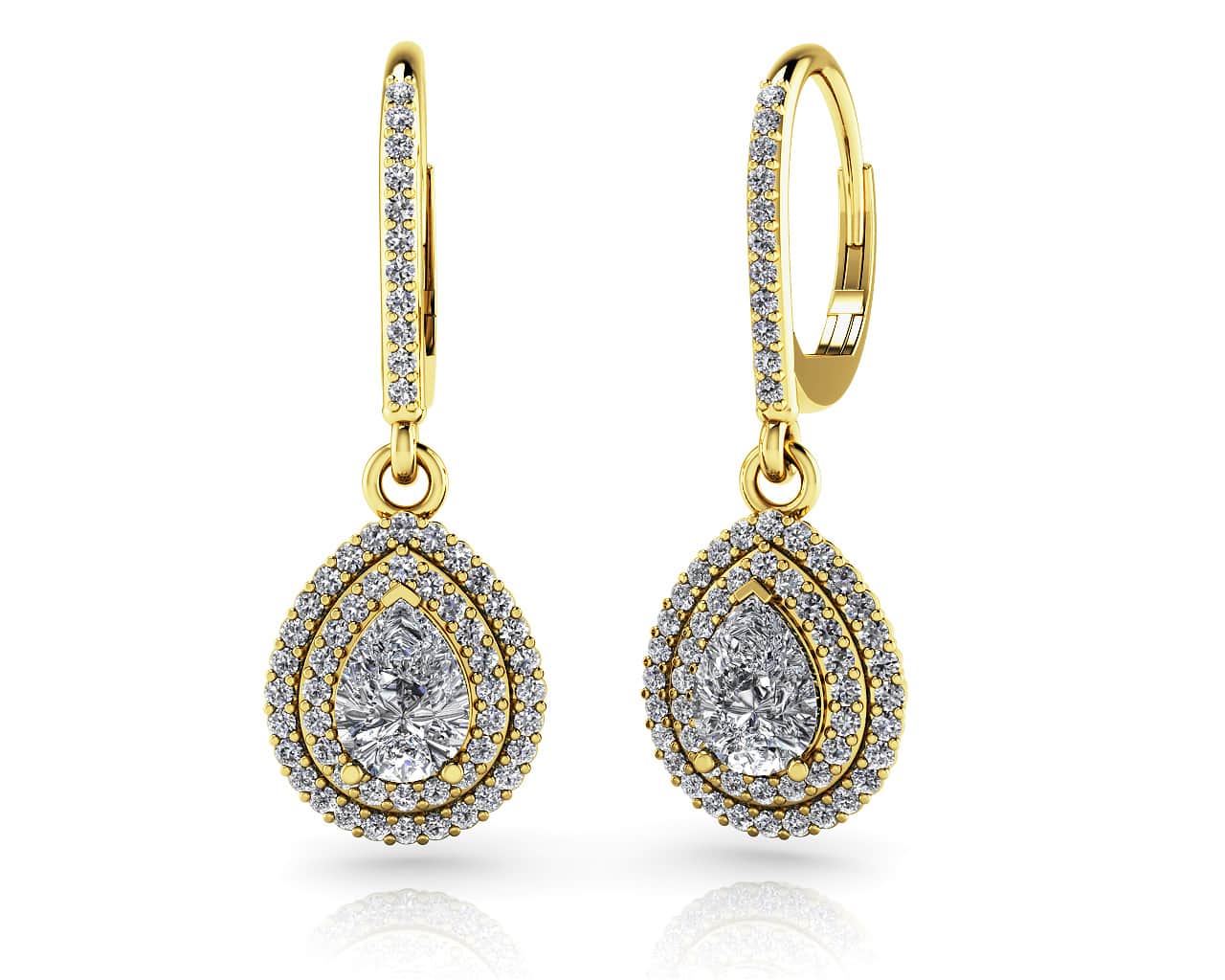 Vintage Teardrop Diamond Earrings with 1.65 ct. (2X0.50 ct. center diamonds) - Image 2