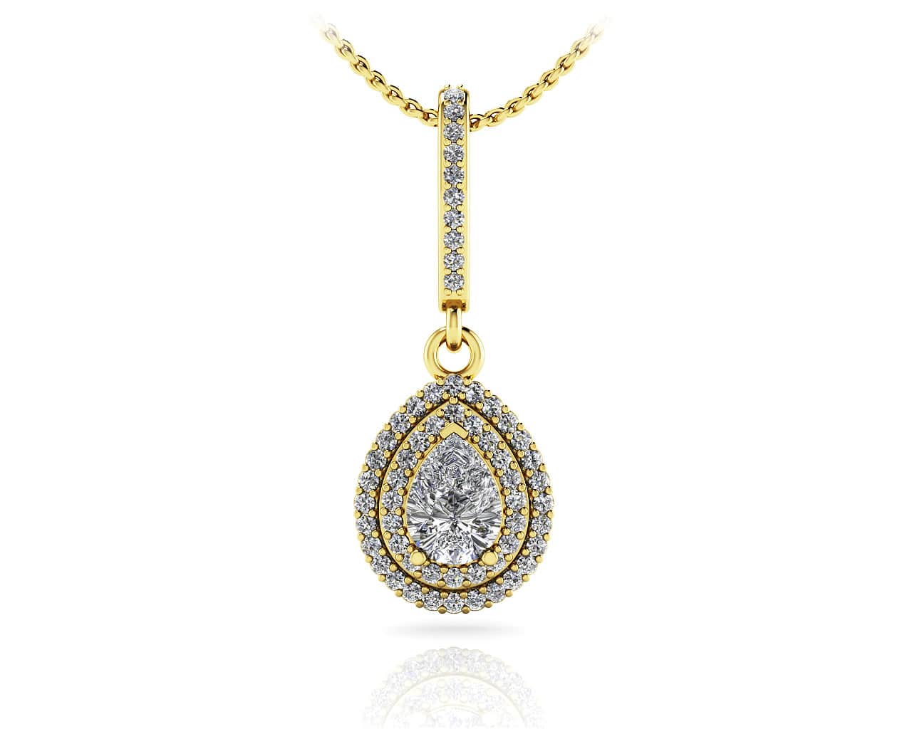Vintage Teardrop Diamond Pendant with 0.82 ct. (0.50 ct. center diamond) - Image 2