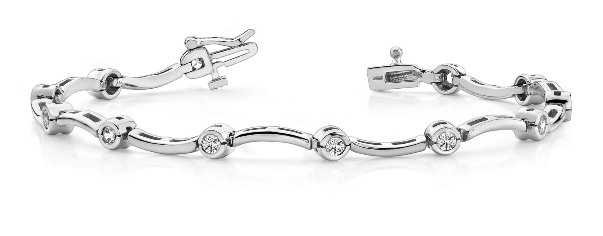 Wavy H Link Diamond Bracelet with 0.96 ct.(finished) 2.8mm - Image 4