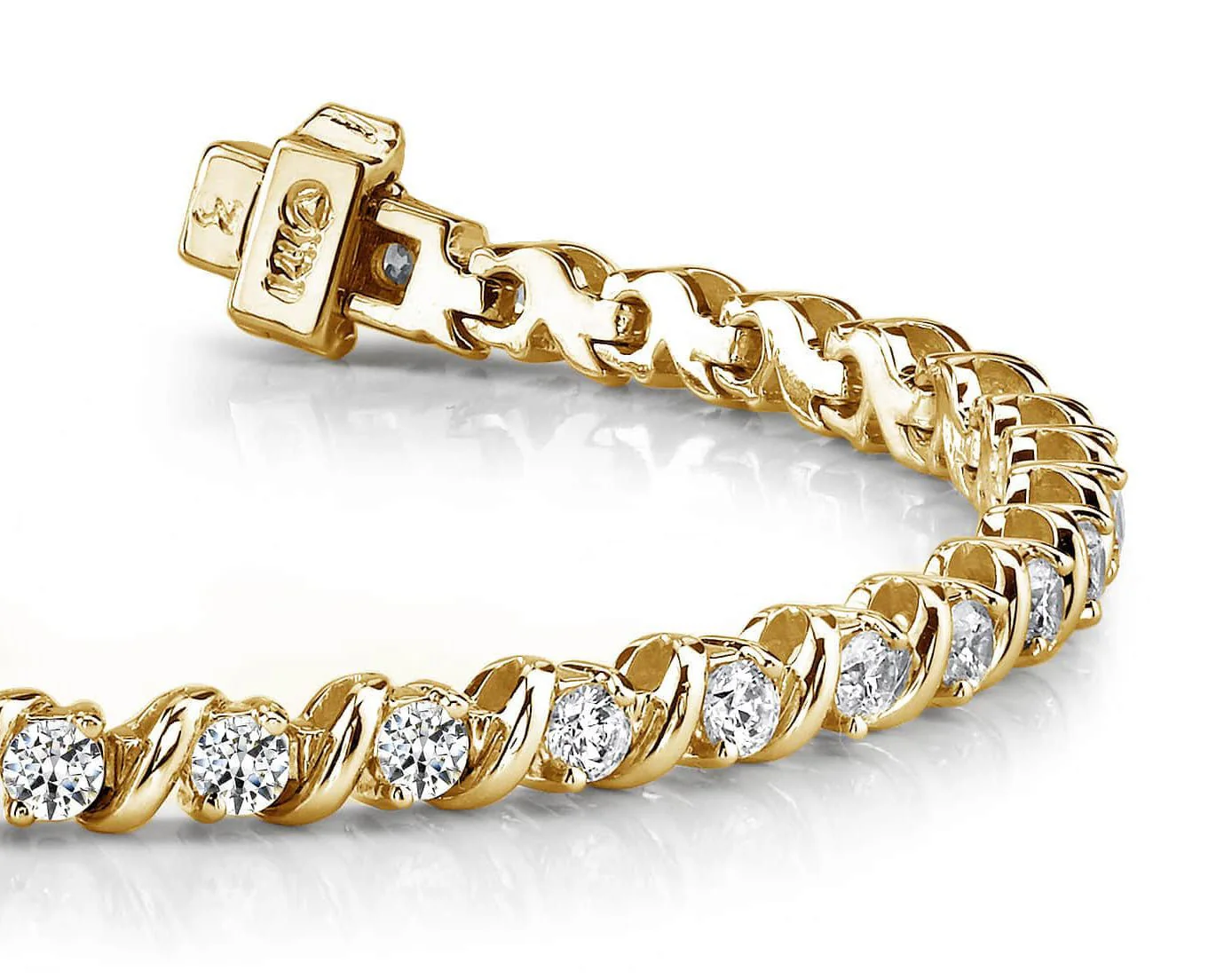 Wavy Hood Link Diamond  Tennis Bracelet with 10.01 ct.(finished) 4.9mm - Image 2