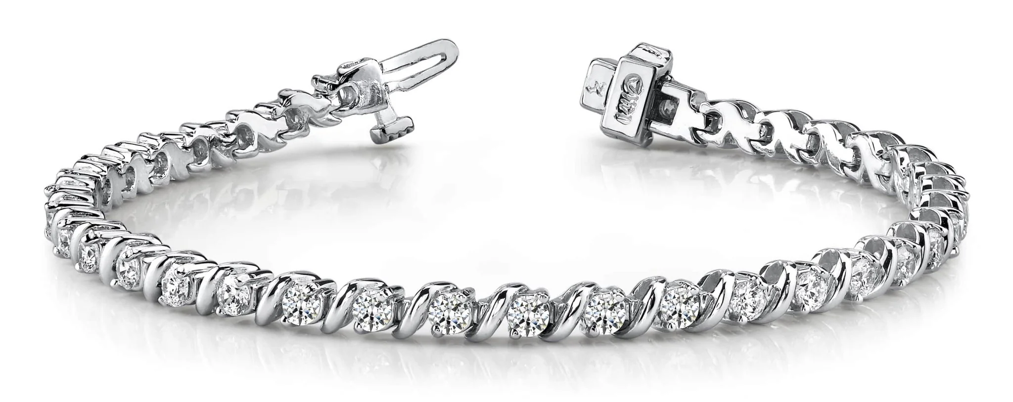 Wavy Hood Link Diamond  Tennis Bracelet with 8.97 ct.(finished) 4.7mm - Image 5