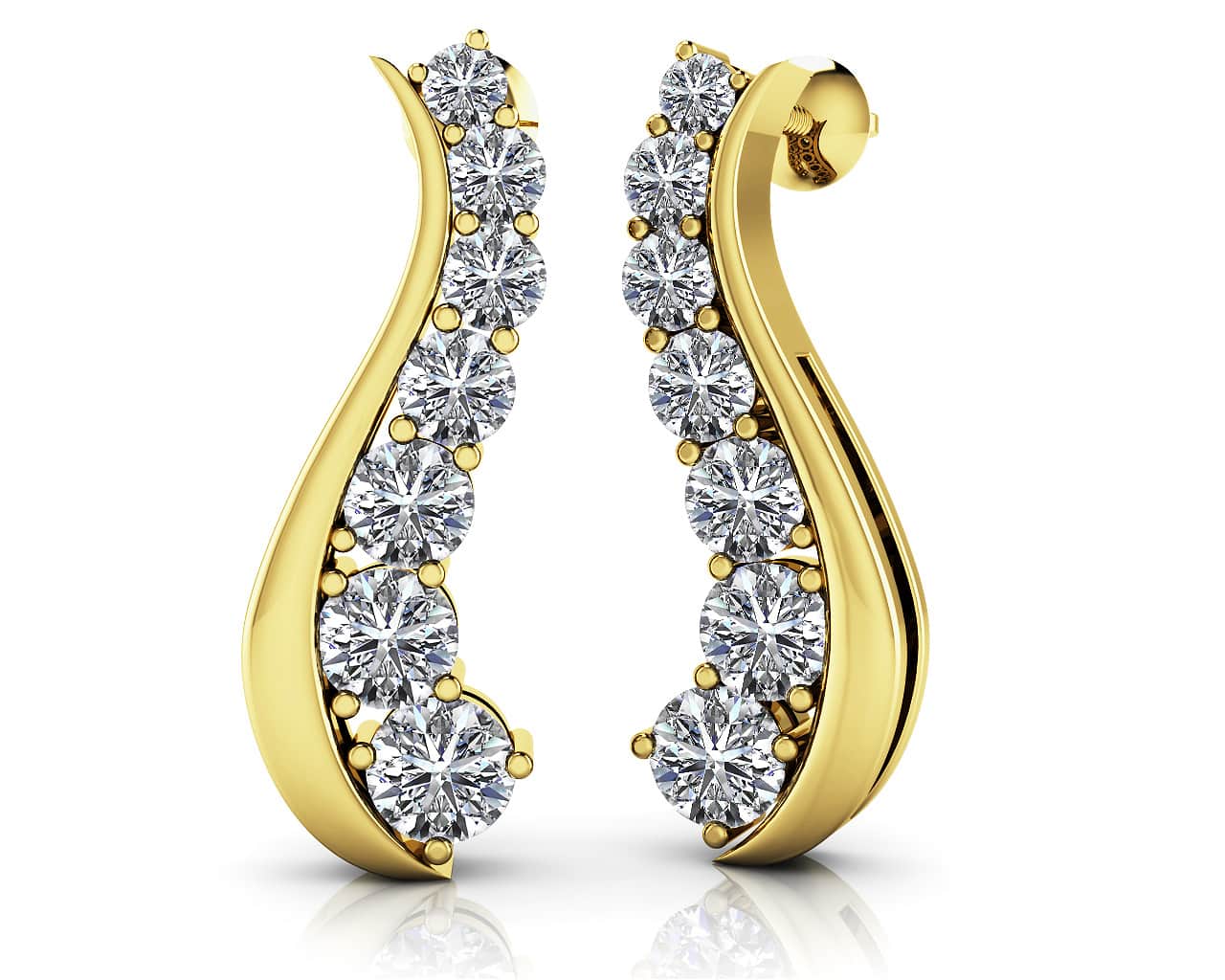 Wavy Journey Diamond Earrings with 0.94 ct.(finished) - Image 2