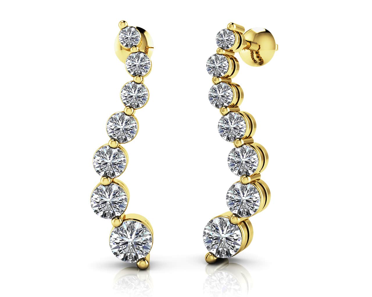 Wavy Journey Round Link  Lab-Grown Diamond Earrings with 1.00 ct.(finished) - Image 2