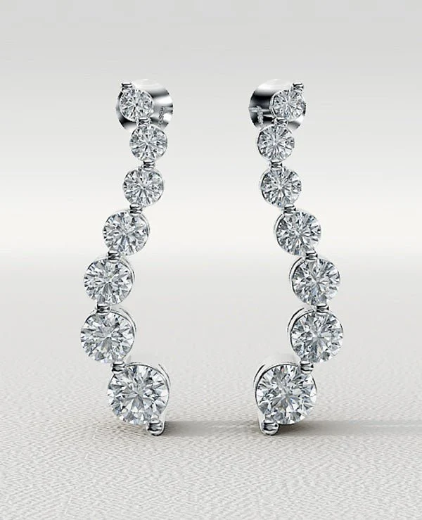 Wavy Journey Round Link  Lab-Grown Diamond Earrings with 1.98 ct.(finished) - Image 3