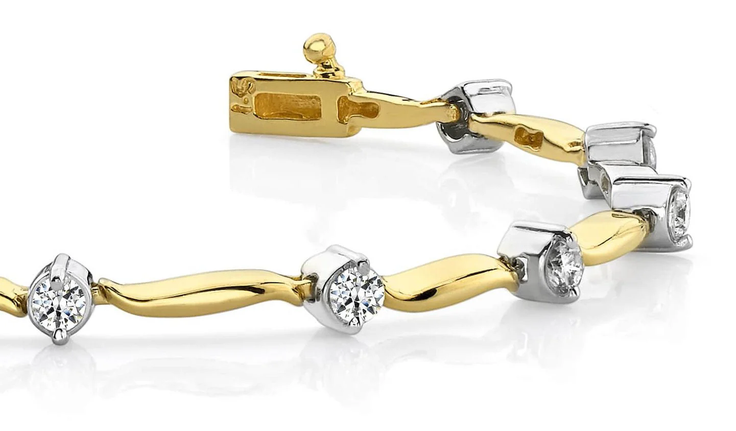 Wavy Link Diamond Bracelet with 1.50 ct.(finished) 3.25mm - Image 2