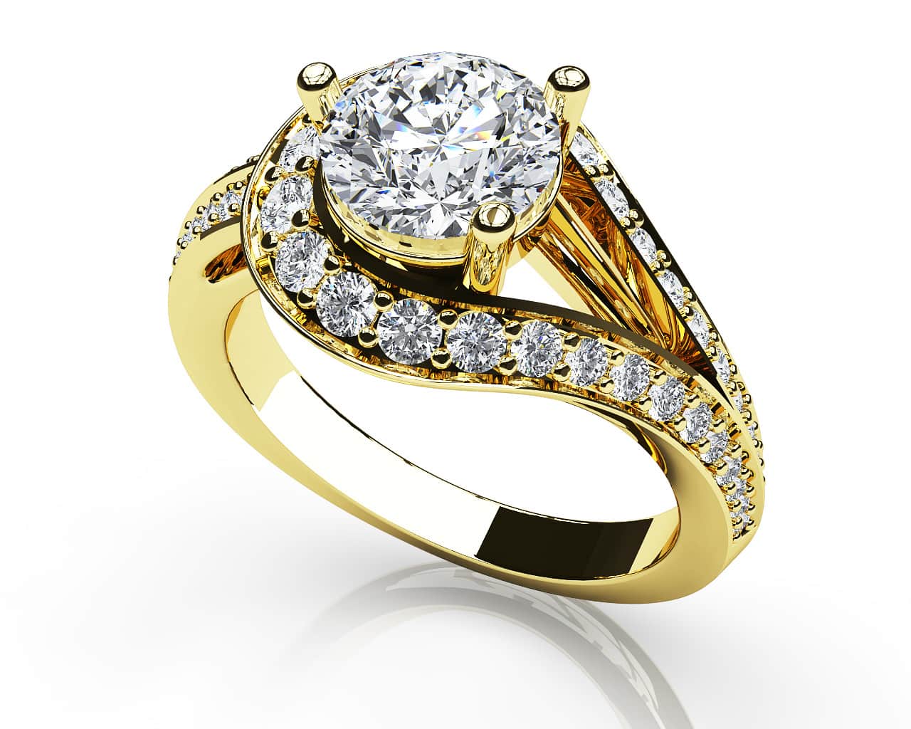 Whirl Wind Romance Twist Shank Diamond Engagement Ring with 2.07 ct. (1.50 ct. center diamond) - Image 2