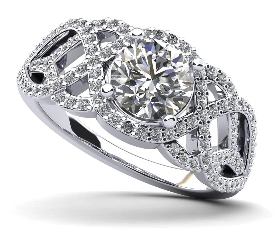 Woven Anniversary Ring With Round Center Diamond Lab-Grown Diamond with 1.50 ct.(finished) 1mm, 6.5mm