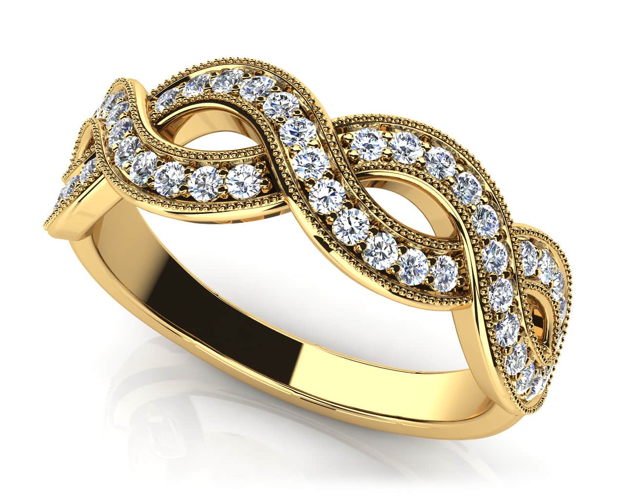 Woven Band Diamond Vintage Diamond Ring with 0.38 ct.(finished) 1.2mm - Image 2