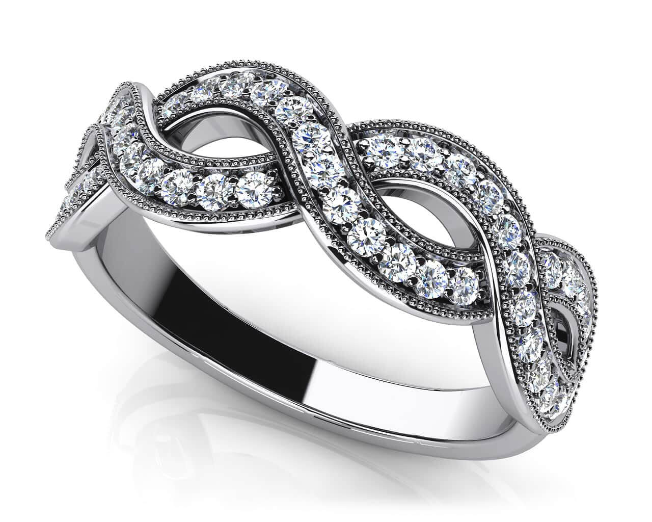 Woven Band Diamond Vintage Lab-Grown Diamond Ring with 0.38 ct.(finished) 1.2mm