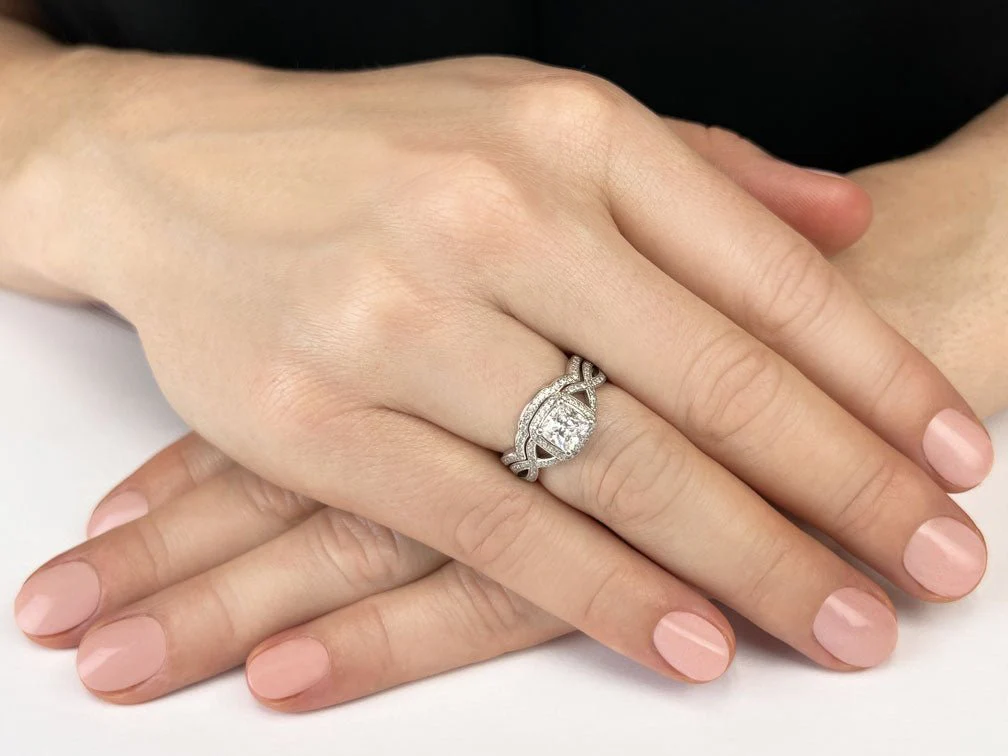 Woven Band Princess Lab-Grown Diamond Bridal Set with 2.50 ct. (2.00 ct. center diamond) - Image 3