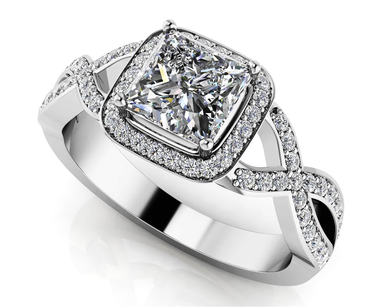 Woven Band Princess Diamond Engagement Ring with 1.33 ct. (1.00 ct. center diamond)